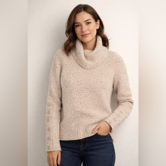 Banana Republic Sweaters - Banana Republic Heritage Wool Taupe Cowl Neck Sweater